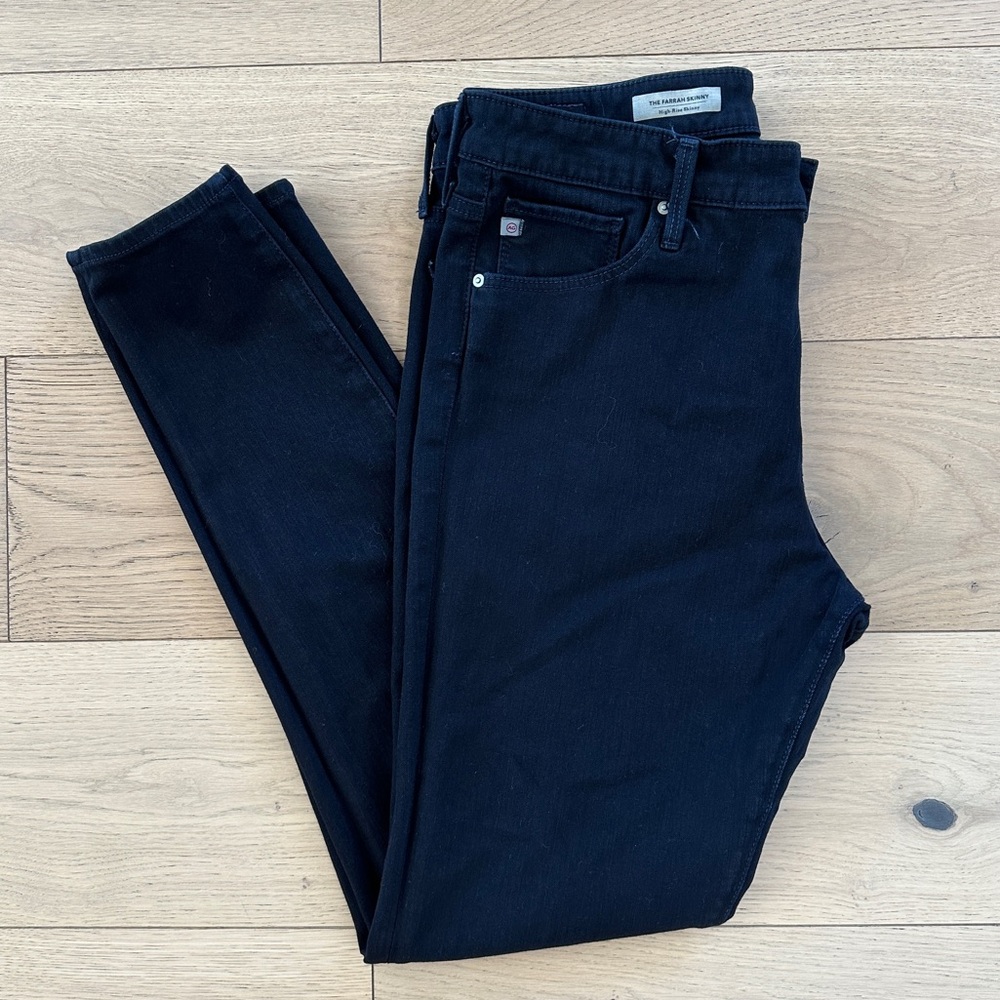 AG Adriano Goldschmied High Rise Farrah Skinny Jeans Black Size 32R